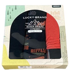 Lucky Brand 3 Pack Stretch Boxer Briefs Mens Medium with fly pouch Stretch